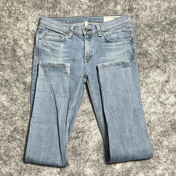 Rag & Bone Skinny Jeans Womens 29 Blue Ripped Distressed Denim Light Wash - Picture 14 of 16